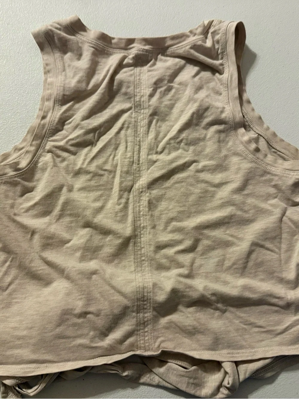 Lululemon Front Tie Crop Tank Size 4 Cream Sleeveless Workout Top Athleisure